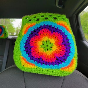 Bright Sophies Garden Crochet Headrest Covers image 6