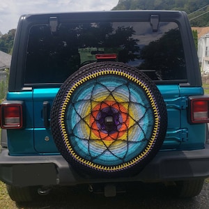 Stain Glass Crochet Spare Tire Cover