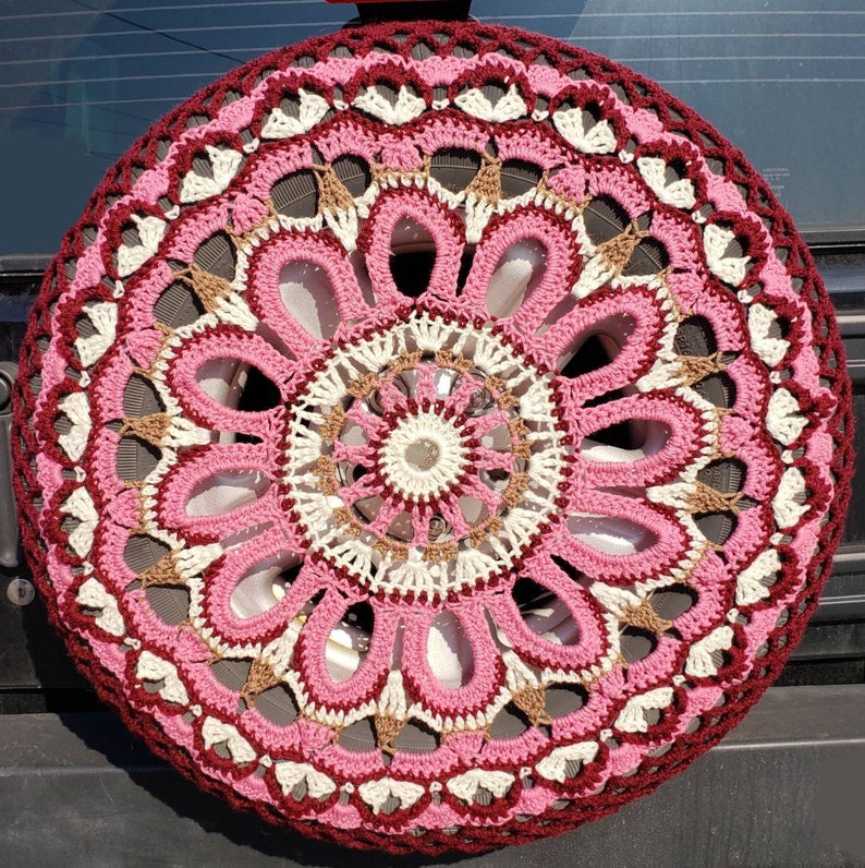 Sunny Flower Crochet Spare Tire Cover Etsy