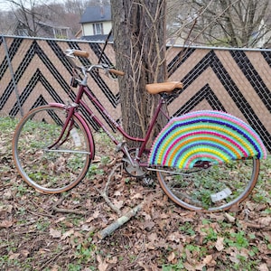 Rear Wheel - Small Tulips Bike Skirt/Dress Guard - Bicycle Skirt/Dress Guard - Bike Spoke Guard