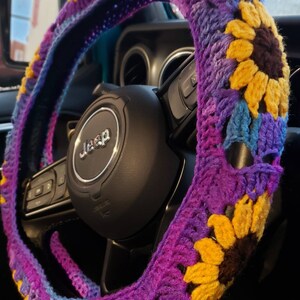 Sunflower Crochet Steering Wheel Cover image 10