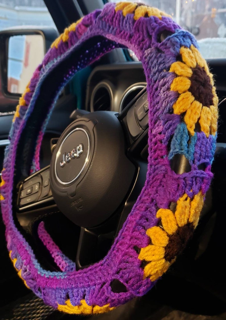 Sunflower Crochet Steering Wheel Cover image 10