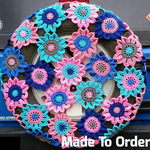 Flower Cartwheel Crochet Spare Tire Cover Etsy