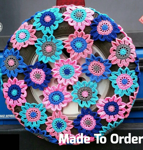 Sunny Flower Crochet Spare Tire Cover 