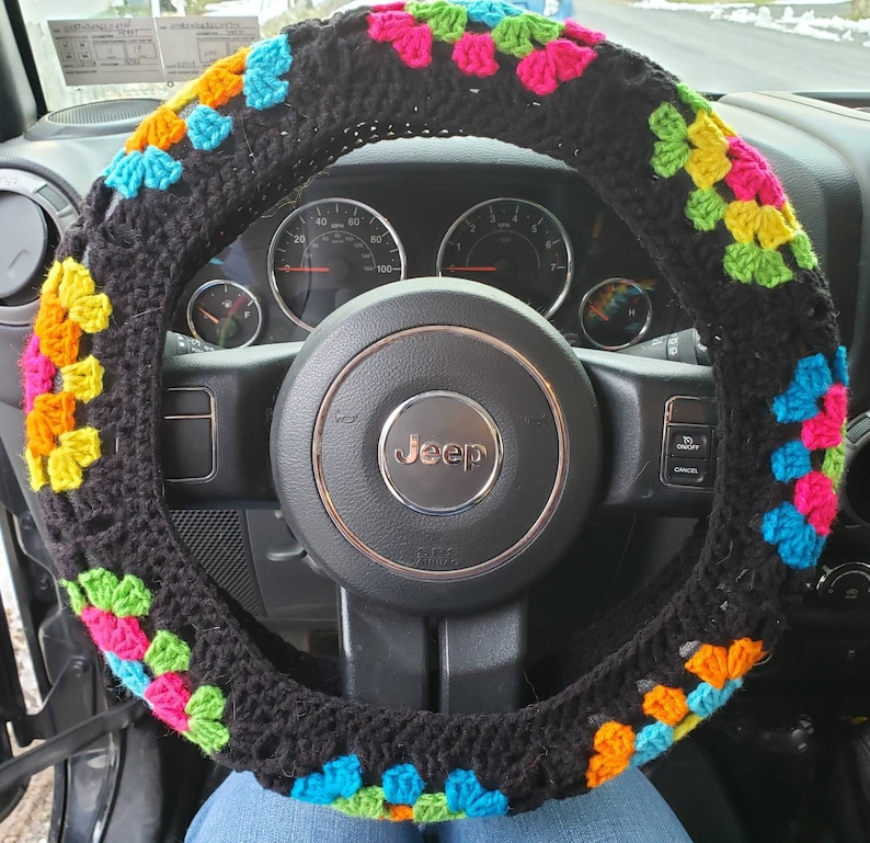 Granny Square Crochet Steering Wheel Cover Etsy