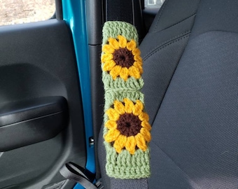 Sunflower Crochet Seat Belt Cover