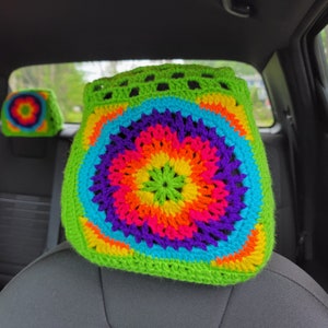 Bright Sophies Garden Crochet Headrest Covers image 2