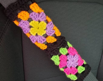 Granny Square Crochet Seat Belt Covers