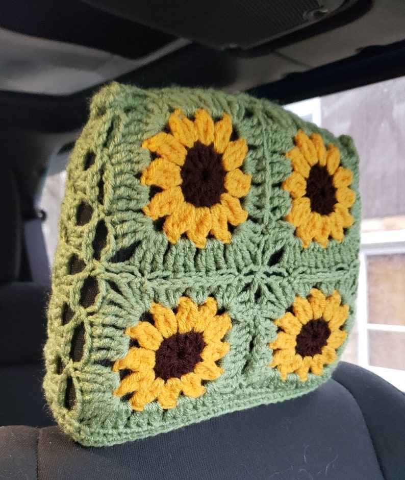 Sunflower Crochet Headrest Covers Etsy