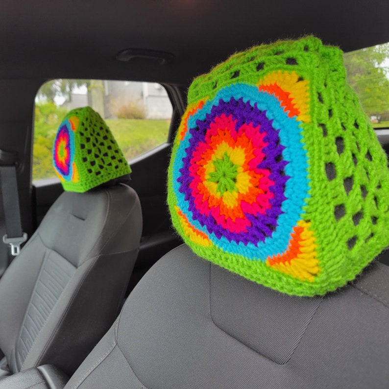 Bright Sophies Garden Crochet Headrest Covers image 4