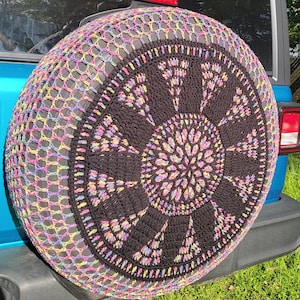 Stain Glass Daisy Crochet Spare Tire Cover