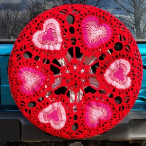 Valentinstag Herzen häkeln Ersatzreifenabdeckung