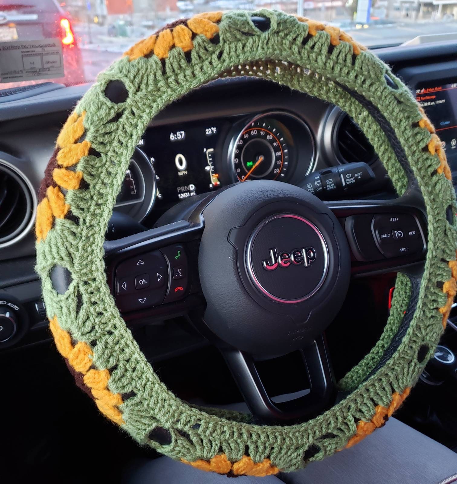 Sunflower Crochet Steering Wheel Cover 