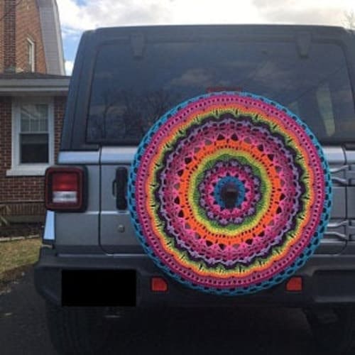 Flower Cartwheel Crochet Spare Tire Cover Etsy