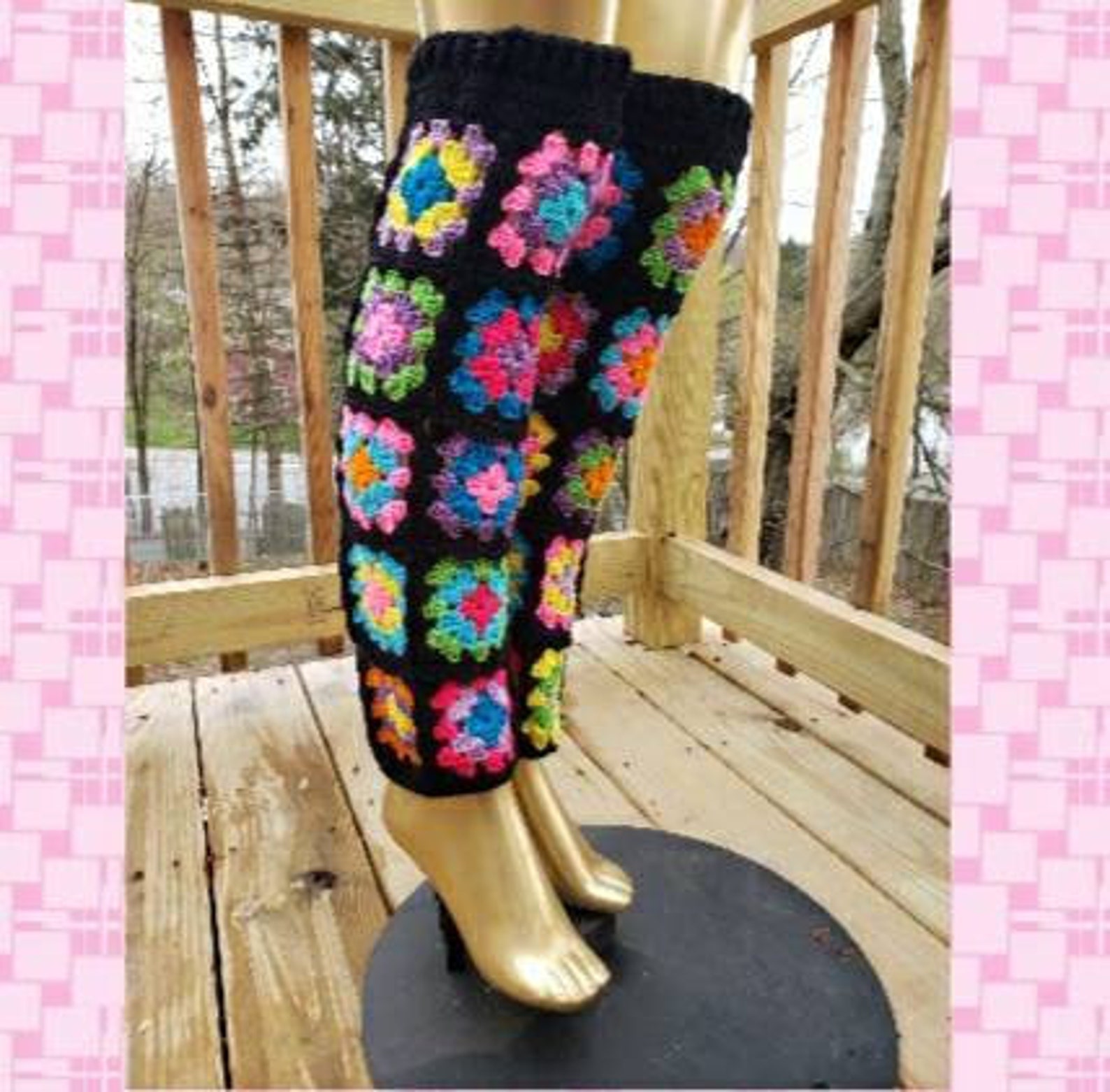 Granny Square Leg Warmers Retro Leg Warmers Colorful Leg Etsy