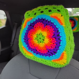 Bright Sophies Garden Crochet Headrest Covers image 3