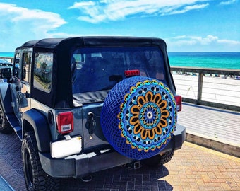 Sunny Flower Crochet Spare Tire Cover