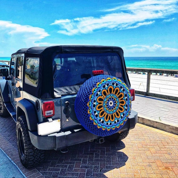 Sunny Flower Crochet Spare Tire Cover 