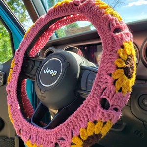 Sunflower Crochet Steering Wheel Cover image 6