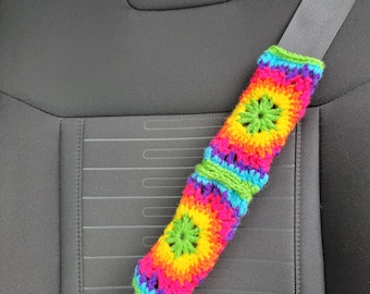 Bright Sophie's Garden Crochet Seat Belt Cover