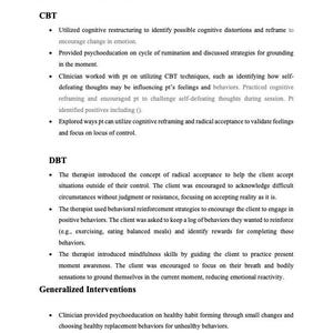 Liste des interventions thérapeutiques, aide-mémoire sur les termes cliniques, référence pour la note de progression, mots et expressions du thérapeute, aide pour les notes DAP et SOAP