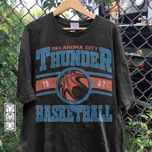 Oklahoma City Basketball Vintage Sweatshirt, Thunder Crewneck Retro Shirt, Gift For Fan Thunder Basketball, Basketball 90s Tee