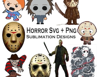ホラー映画バンドルSVG、ハロウィーンSVG、赤ちゃんホラーキャラクターSVG、png、svgホラーpng、svg png、デジタルダウンロード、インスタントダウンロード