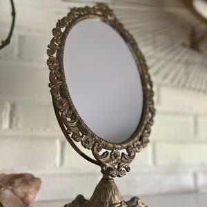 Antique Art Nouveau Brass Tilting Vanity Mirror