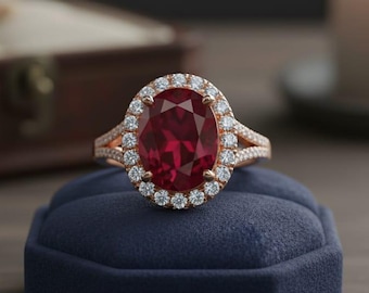 Anello in oro 14 carati con rubino naturale / Anello con rubino autentico disponibile in oro, oro rosa e oro bianco / Pietra portafortuna di luglio / Piccolo anello per proposta di matrimonio