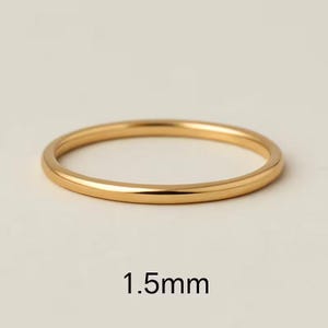Alianza de boda minimalista de oro blanco macizo de 14 k de 1 mm de grosor para mujer, anillo apilable fino para ella, anillo sencillo y delicado de 1 mm.