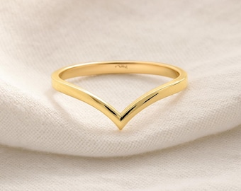 14k gebogen verlovingsring | Echt gouden trouwring | Gebogen trouwring van 1,6 mm | 14k gouden ring | Contourbanden | Ringen stapelen | Curvebanden