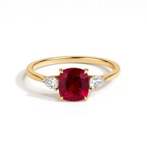 14K Gold Natural Ruby Ring / Genuine Ruby Ring Available in Gold, Rose Gold and White Gold / July Birthstone / Tiny Proposal Ring Jewelry