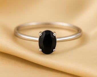 Black Onyx Ring · Oval Ring · Gemstone Ring · Prong Cocktail Ring · Statement Ring · Black Diamond Ring · Black Ring
