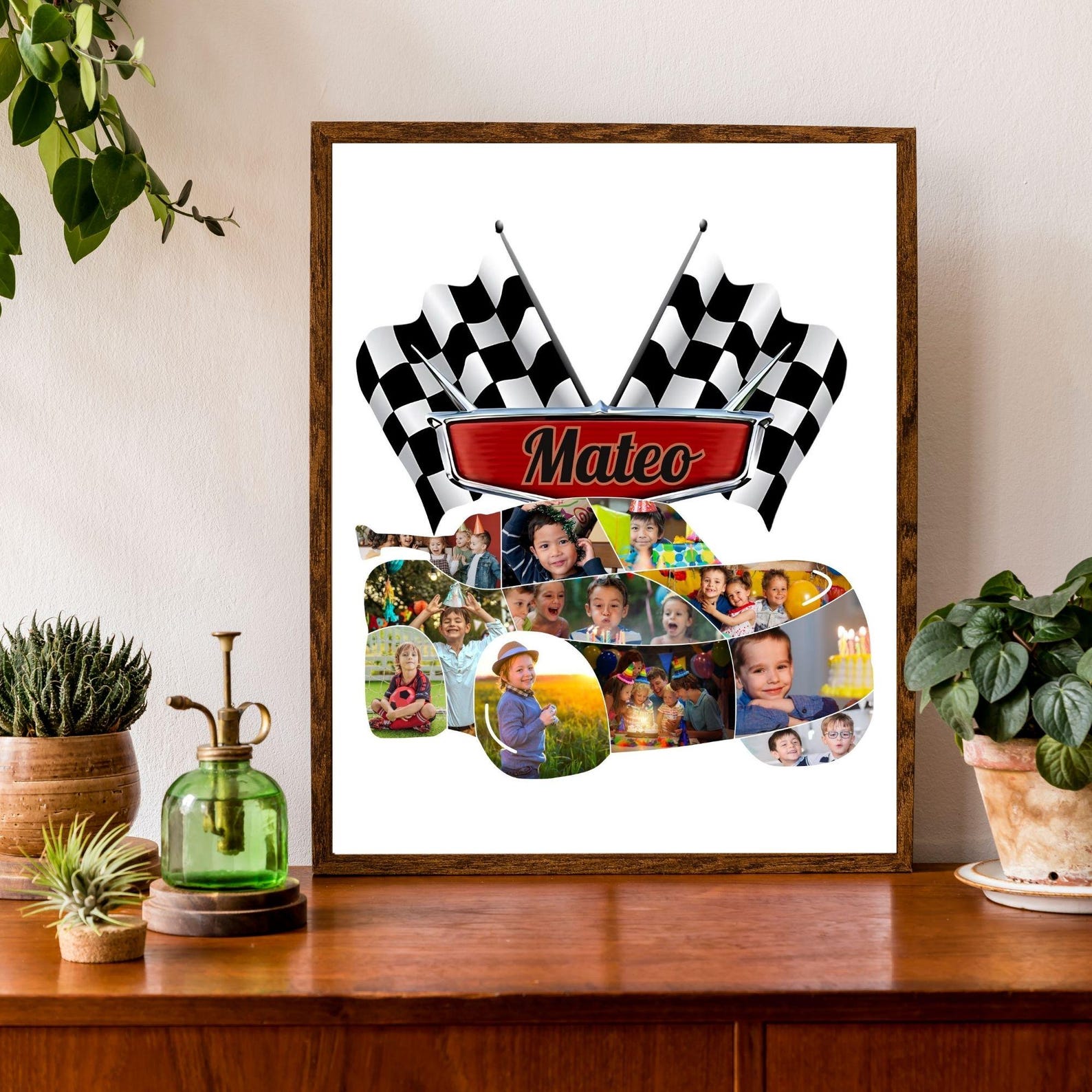 Racing Car Birthday Photo Collage Template, Editable Canva Decor_sku ...
