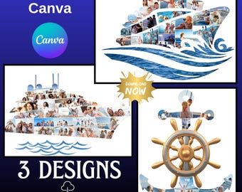 Cruise Ship Photo Collage Templates: Vacation Memory DIY Gift_SKU_043