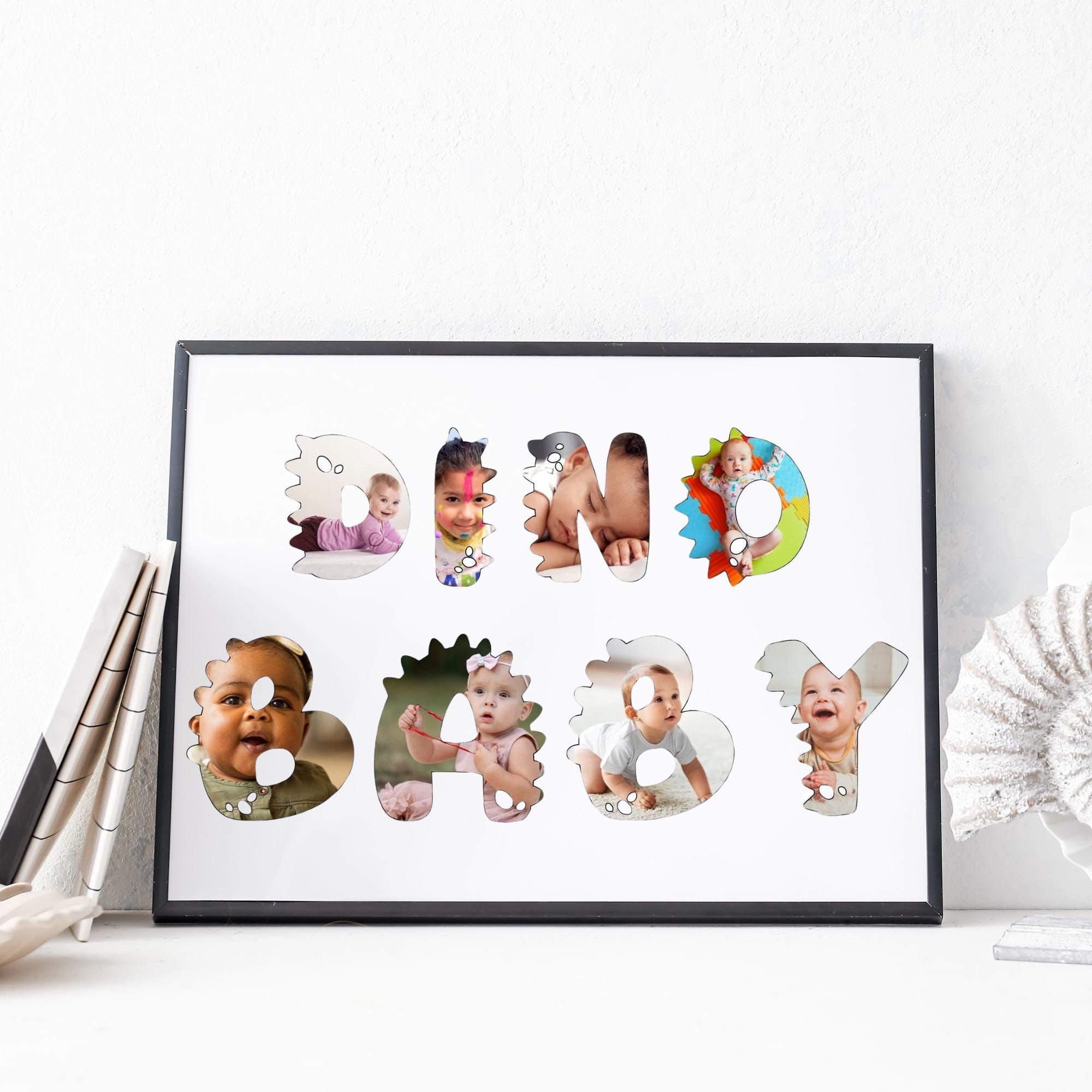 Dinosaur Alphabet Photo Frame Template: Canva Drag & Drop_sku_034 - Etsy