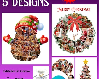 Christmas Photo Collage Templates for Canva | Xmas Wall Art (Digital Download)_SKU_47