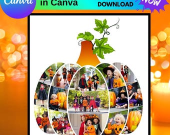 Halloween Pumpkin Photo Collage Template: Fall Family Keepsake_SKU_057