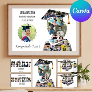 Muslim Graduation Photo Collage Templates: Hijabi Gift, Edit in Canva (Instant Download).
