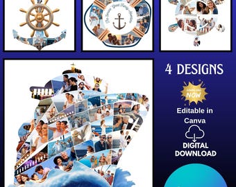 Nautical Cruise Photo Collage Template: Family Trip Keepsake_SKU_027
