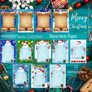 Cartas de Papá Noel. Plantilla navideña A4 (PDF, descarga instantánea). Papelería imprimible de Papá Noel. Papel de notas en blanco. 12 plantillas.