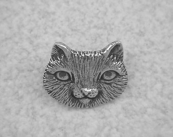 Green Girl Studios Cute Cat Face Pewter Button