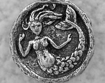 Green Girl Studios Small Mermaid Pewter Button