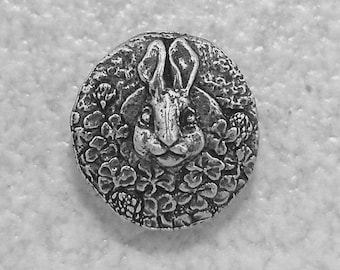 Green Girl Studios  Pewter Rabbit Button