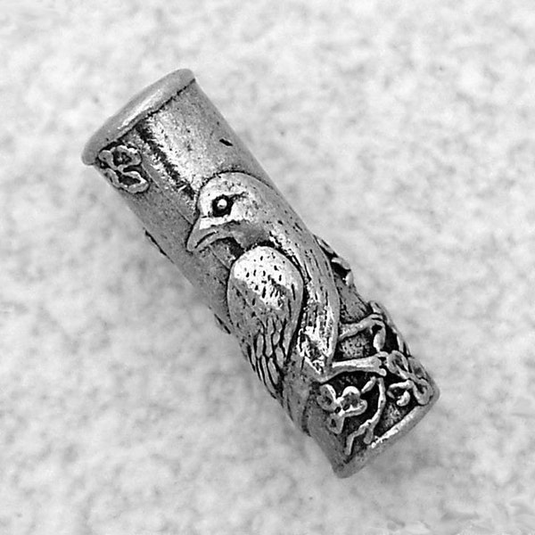 Green Girl Studios Raven Tube Pewter Bead