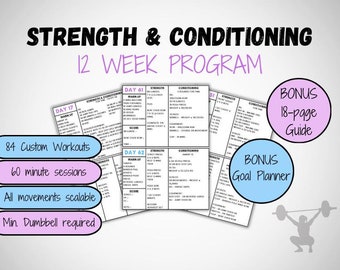 Kracht- en conditieprogramma van 12 weken: trainingen thuis of in de sportschool (digitale download)