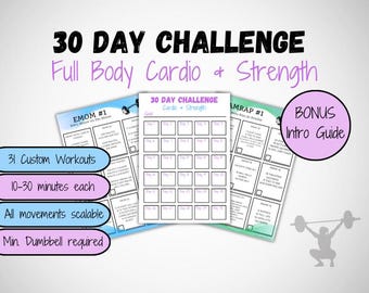 30 dagen cardio- en krachtuitdaging voor het hele lichaam (digitale download)