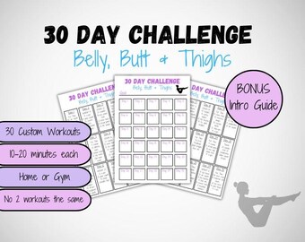 30 dagen buik-, buik- en dij-uitdaging: thuistrainingsplan (digitale download)