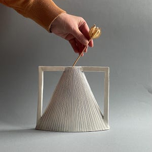 Handmade Ceramic Vase | Modern Geometric Minimalist Design | Unique Pottery Vase for Fresh or Dried Flowers and Home Decor