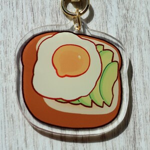 Avocado Toast | Cute Food | Acrylic Keychain | Pretty Gold Ring Charm | Original Design | Gift
